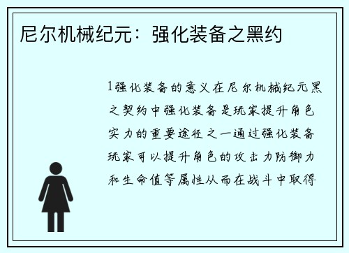 尼尔机械纪元：强化装备之黑约
